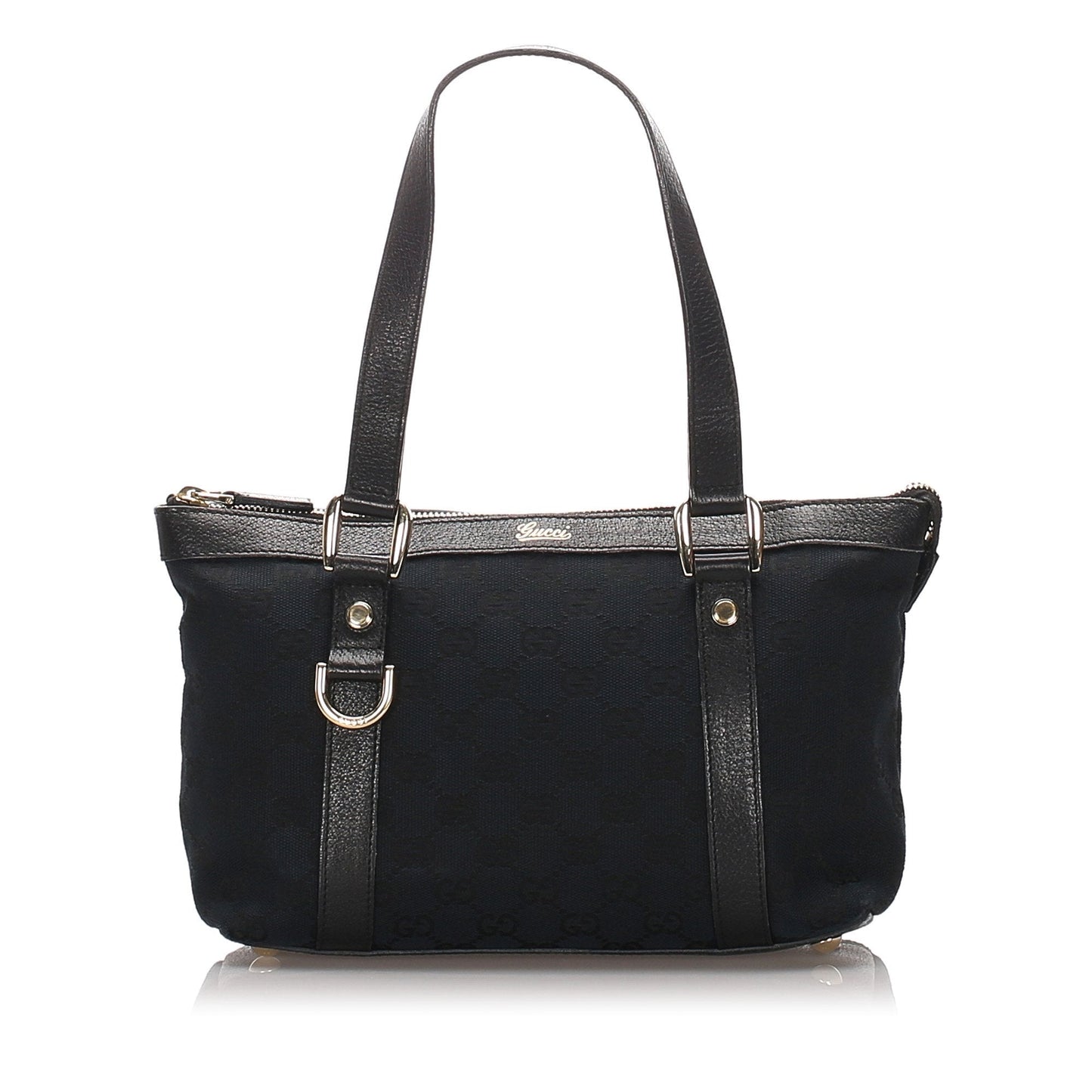 Gucci Black Leather Canvas Tote Style 9