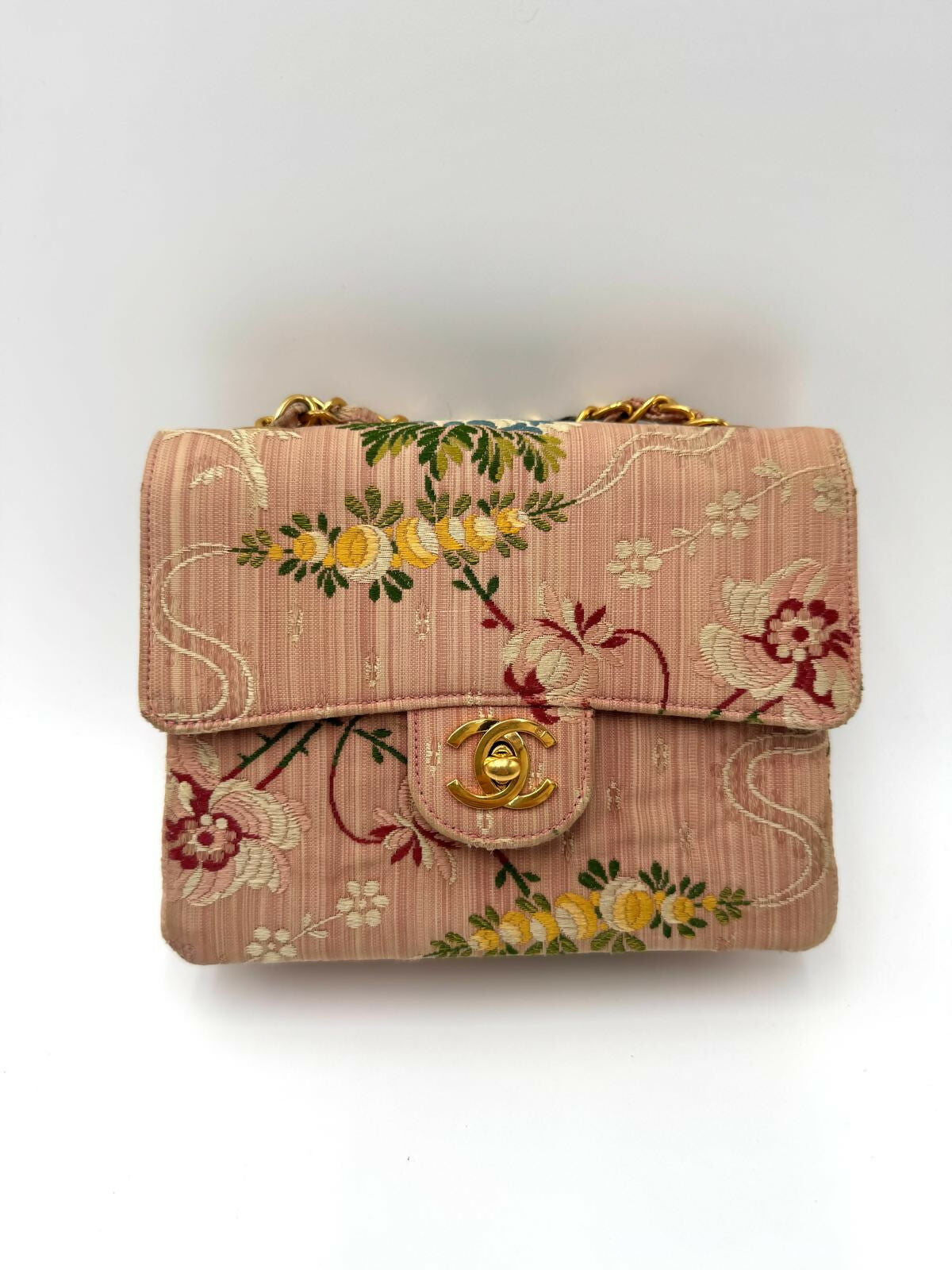 Chanel  Pink Brocade Mini Square