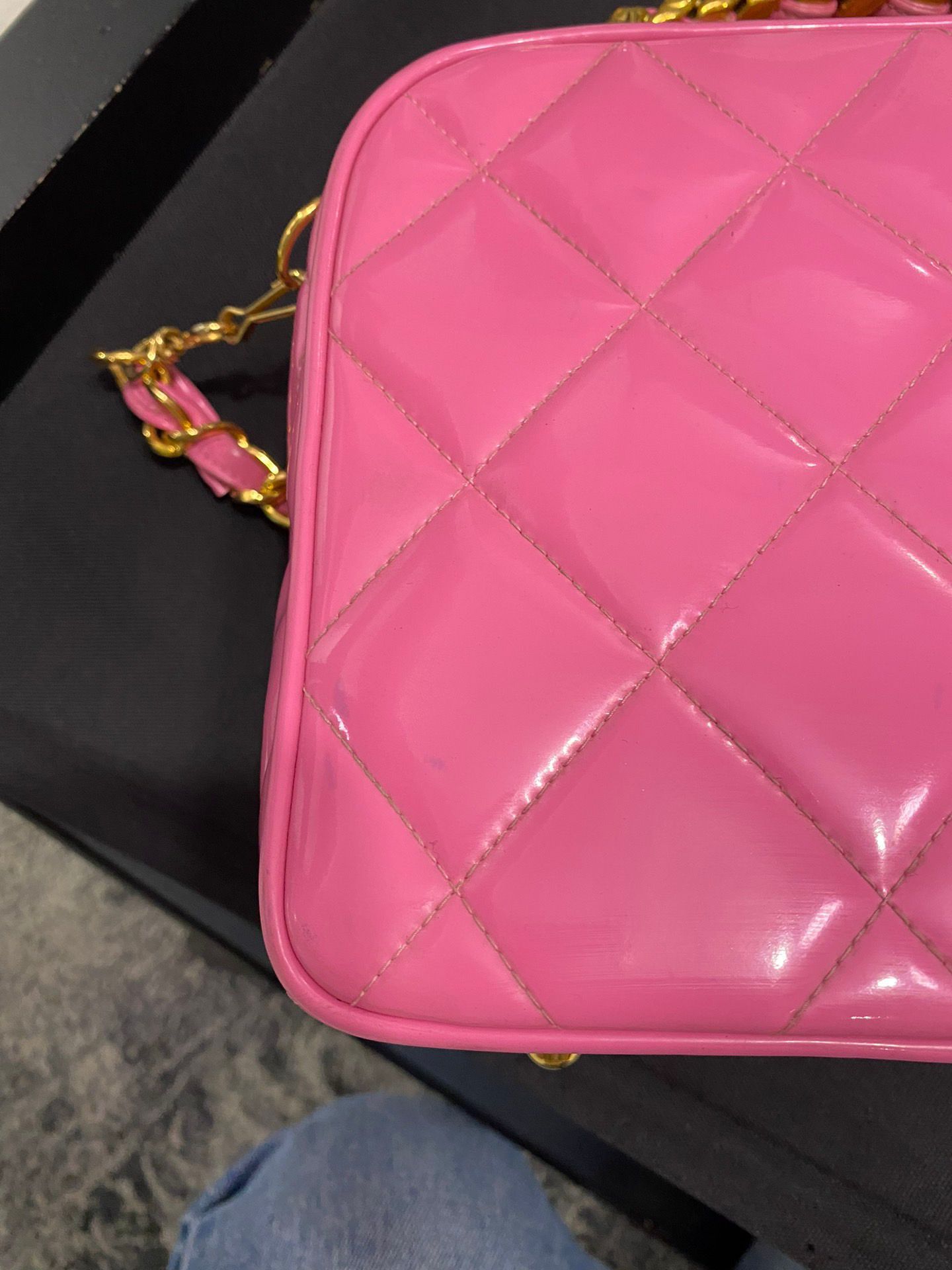 Chanel Vanity Bag Pink Patent Gold Hardware