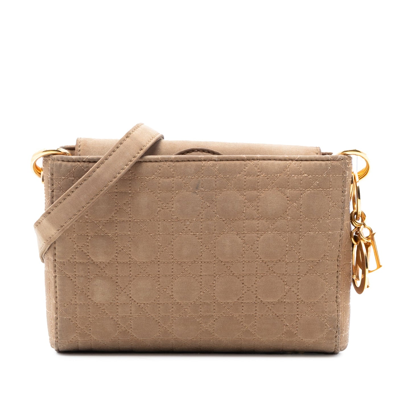 Tan Dior Suede Cannage Lady Dior Crossbody