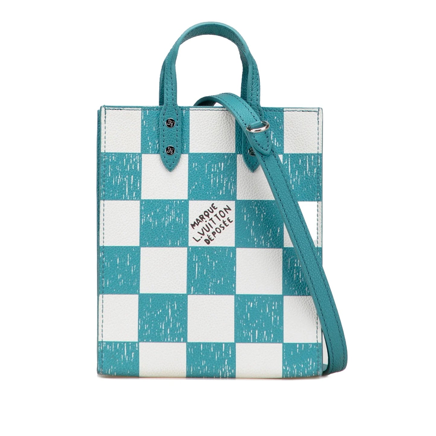 Blue Louis Vuitton Damier Checkerboard Sac Plat XS Satchel