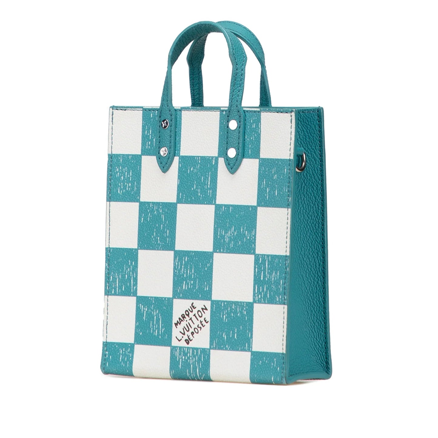 Blue Louis Vuitton Damier Checkerboard Sac Plat XS Satchel