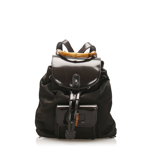 Gucci Nylon Twist Leather Top Handle Shoulder Bag