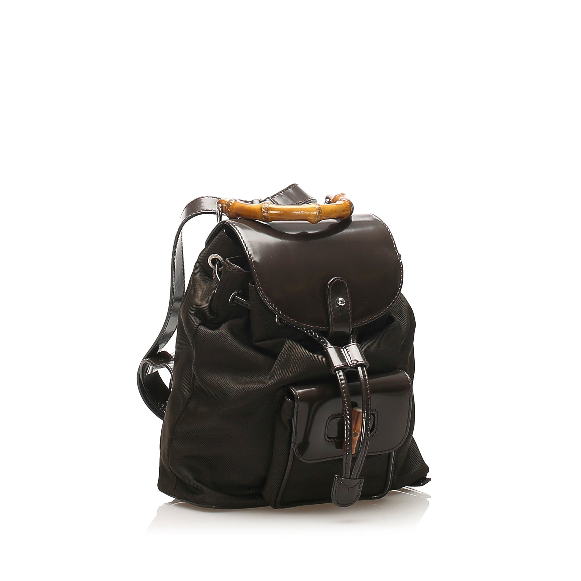Gucci Nylon Twist Leather Top Handle Shoulder Bag
