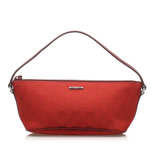 Gucci Baguette Leather Canvas Shoulder Bag