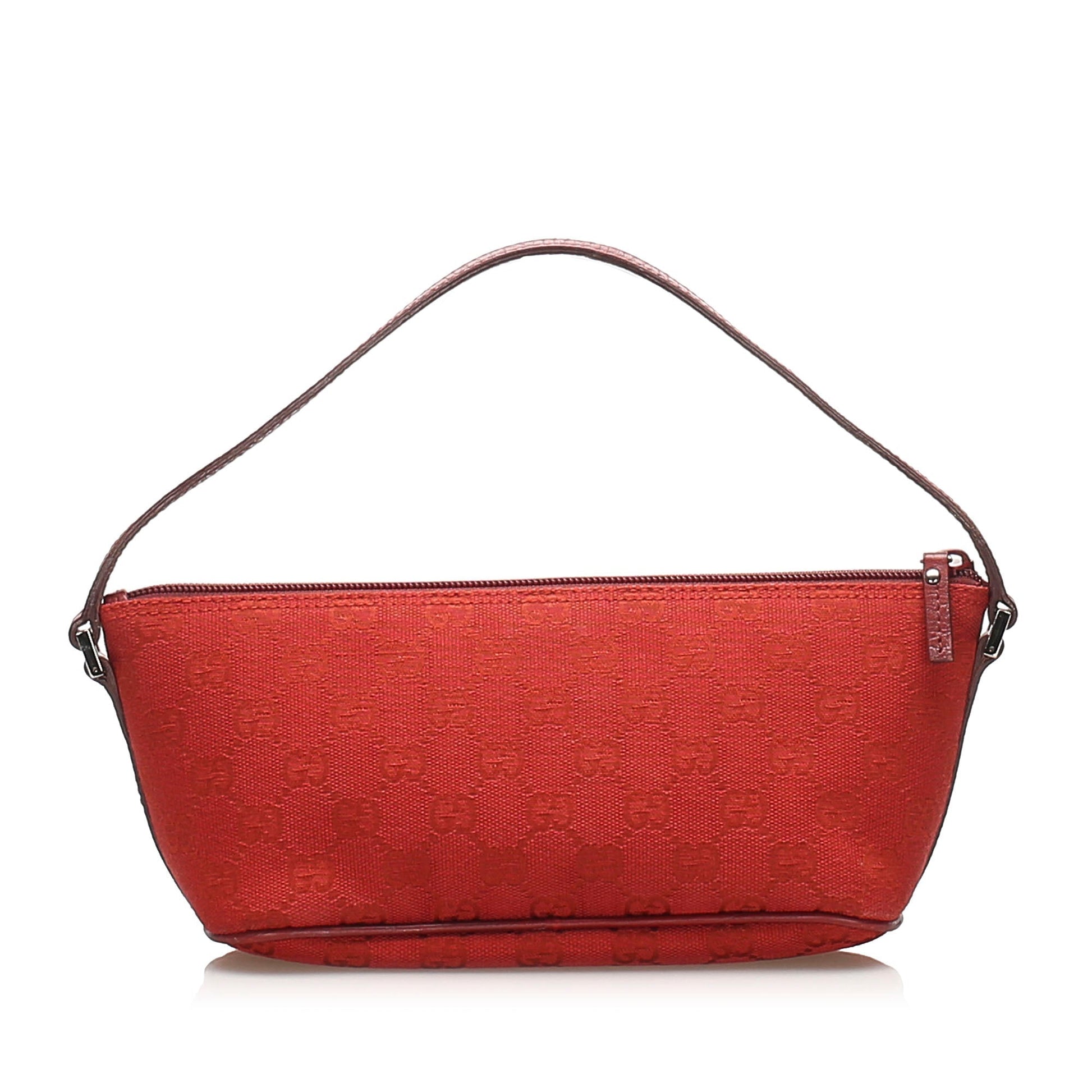 Gucci Baguette Leather Canvas Shoulder Bag