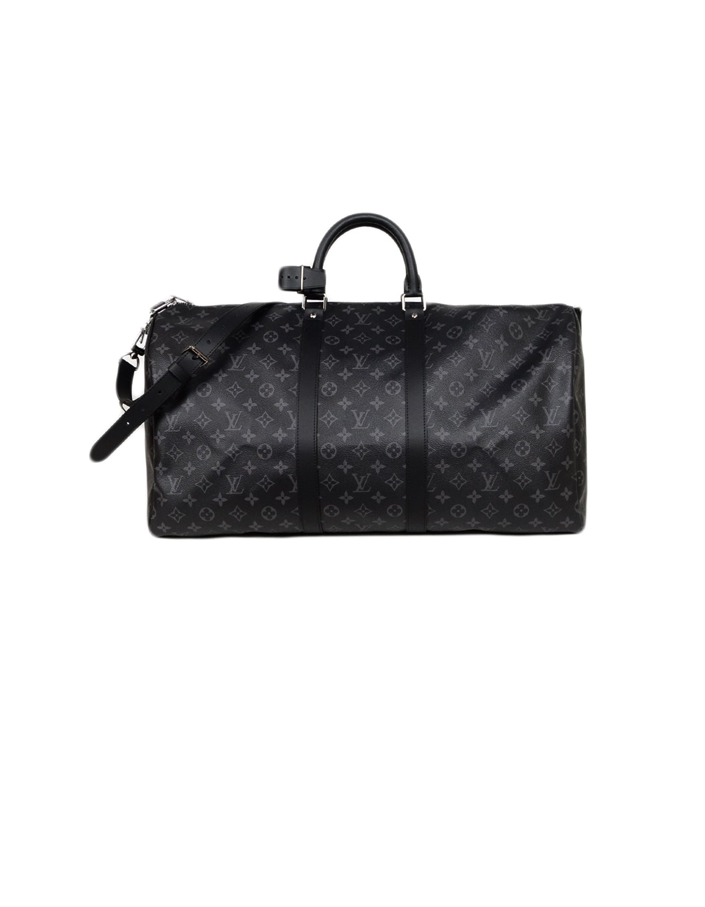 Louis Vuitton 2018 Black Monogram Eclipse Canvas Keepall 55 Bandouliere Bag