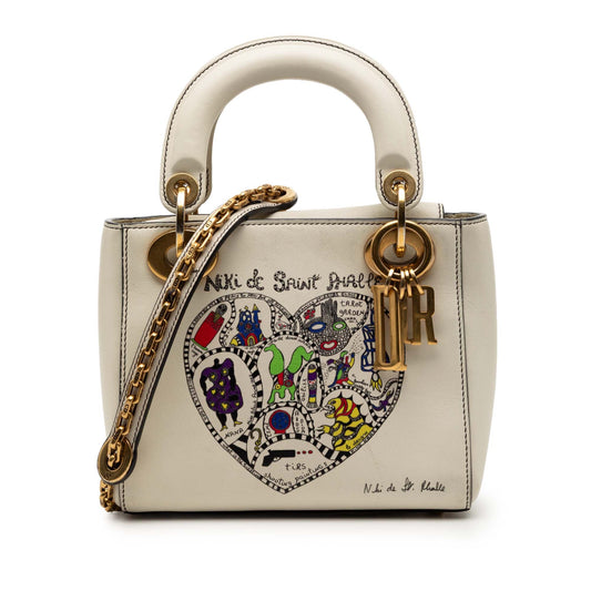 White Dior DiorAmour Niki De Saint Phalle Mini Calfskin Lady Dior Satchel