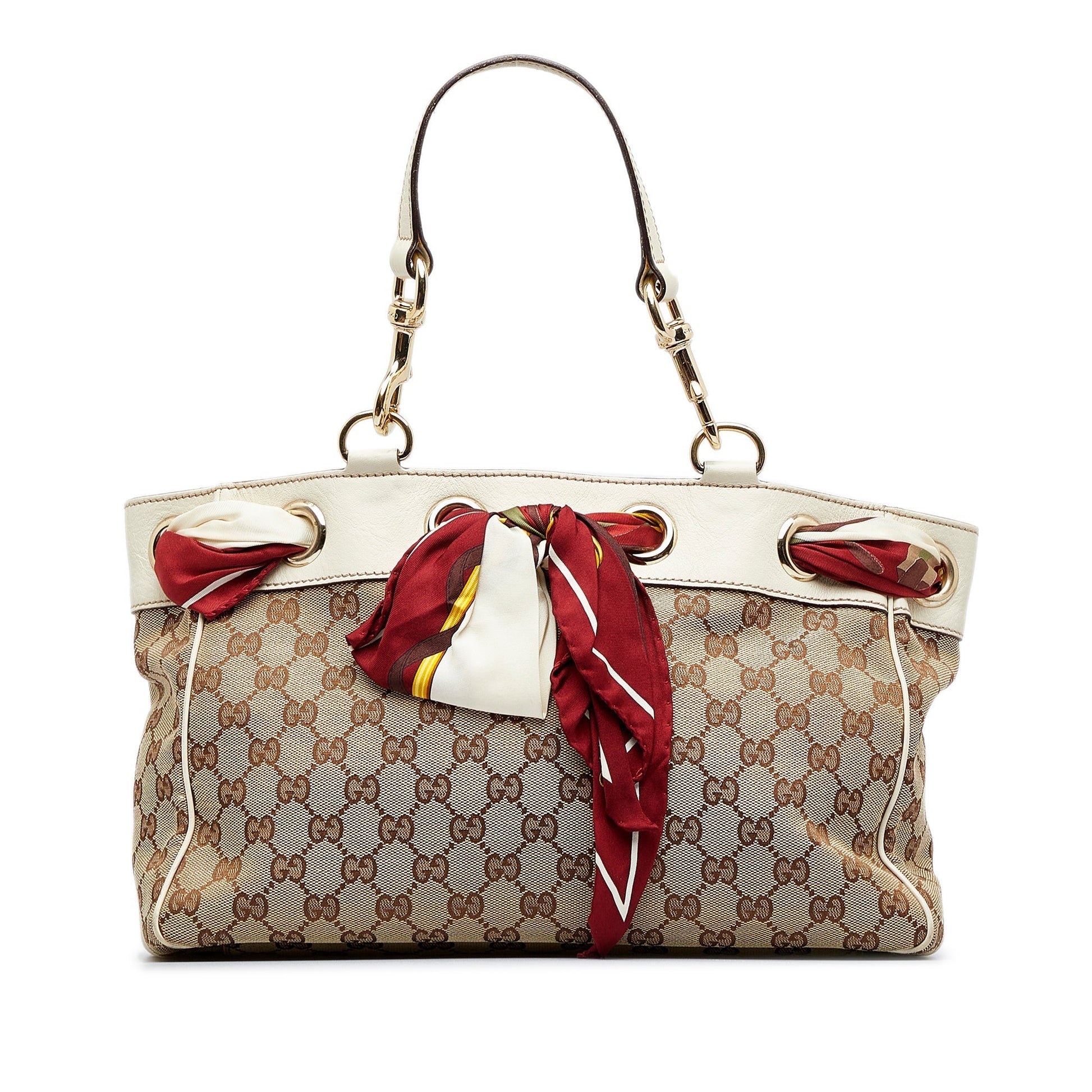 Gucci Brown Leather Canvas Tote Style 13