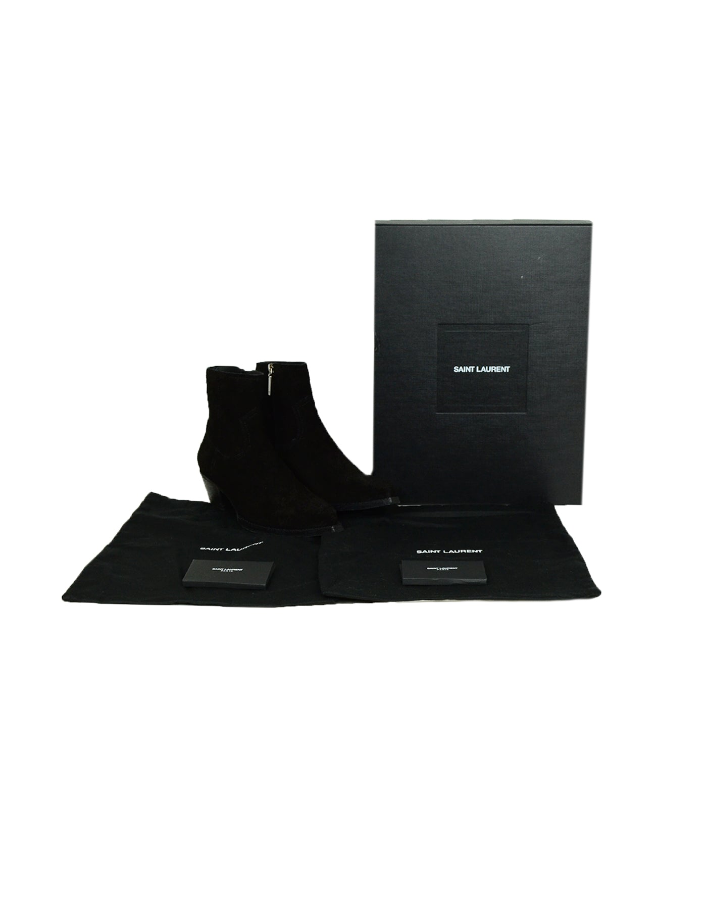 Saint Laurent Black Wool Lukas 40 Ankle Zip Boot sz 40