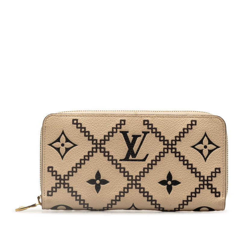 Louis Vuitton Monogram Amplant Broderie Zippie Wallet Long Wallet M81141 Cream Beige Leather  Louis Vuitton