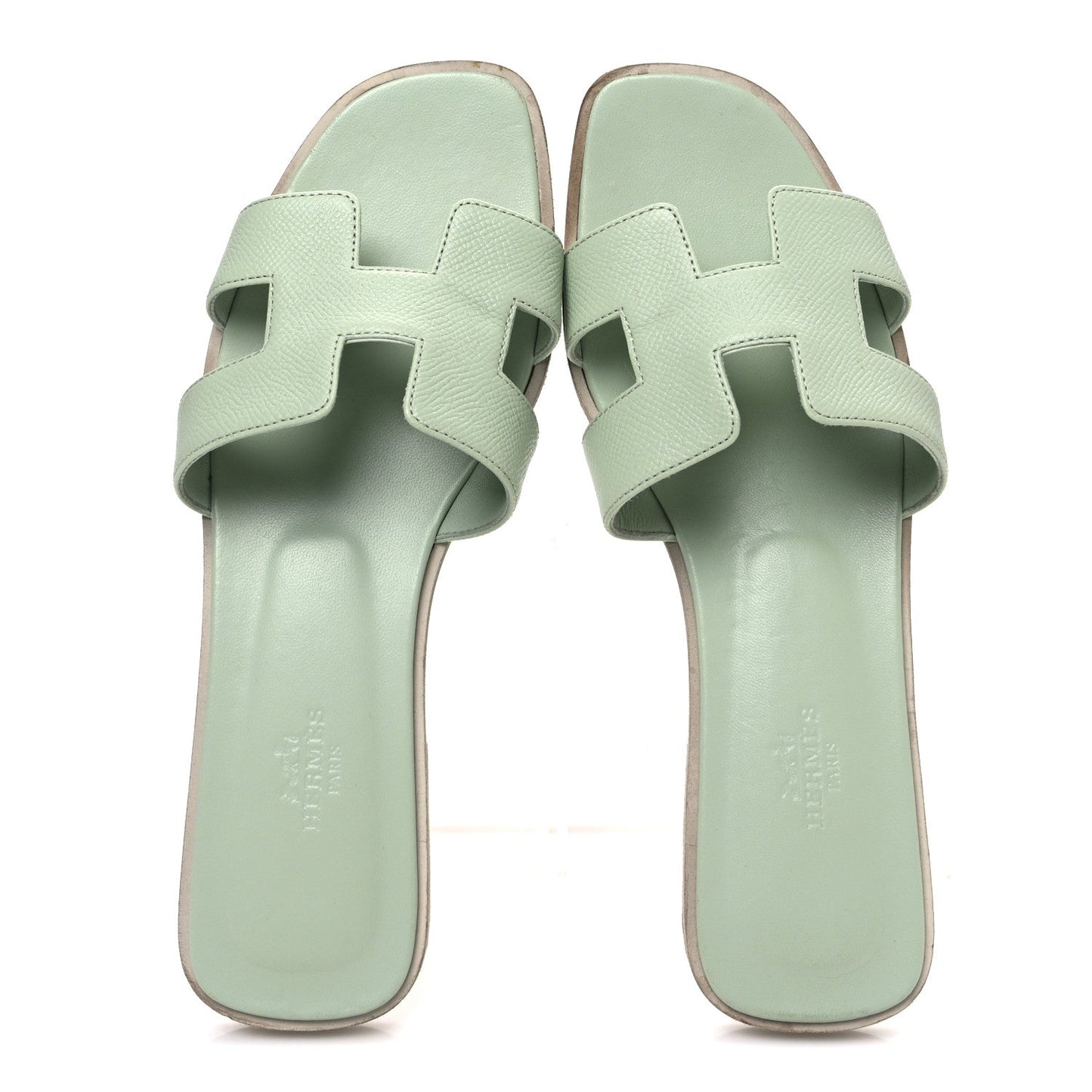 Hermes Epsom Oran Sandals 39 Vert Fizz