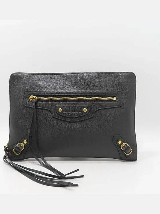 Luxury Balenciaga Trending 2026 652490 Black Grain Calfskin Neo Classic Clutch