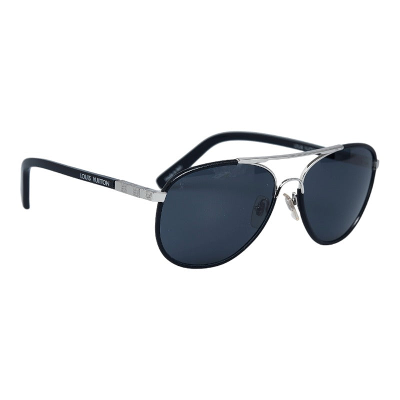 Louis Vuitton Attraction Pilot Sunscreen Z0704U Black Silver Metal Leather  Louis Vuitton