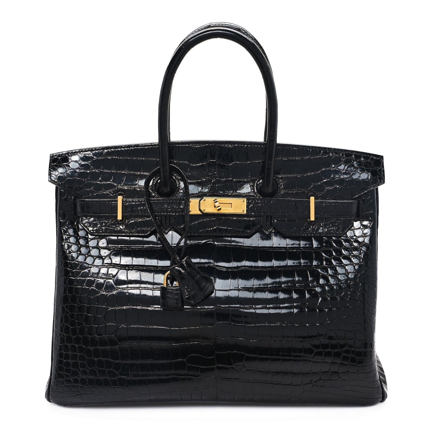 Hermes Shiny Porosus Crocodile Birkin 35 Black