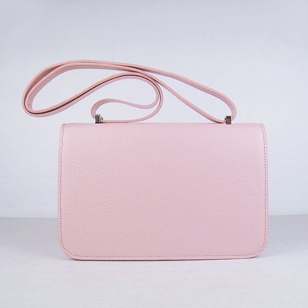 Luxury Hermes Calf Leather Message Bag H020 Pink Silver