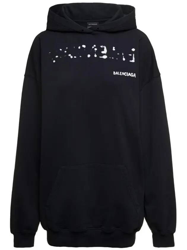Luxury Balenciaga Trending 2026 Logo Oversized Cotton Hoodie Black