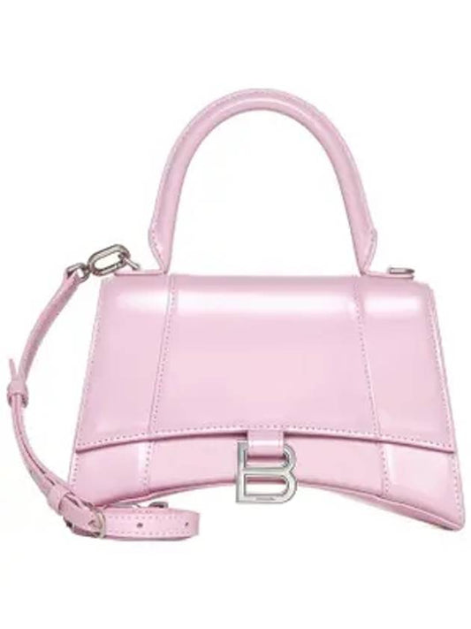 Luxury Balenciaga Trending 2026 Hourglass Shiny Box Calfskin Small Tote Bag Pink