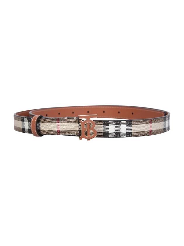 Luxury Burberry Logo Check Leather Belt Archive Beige Briar Brown
