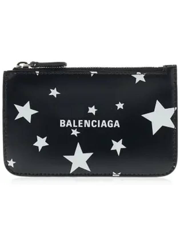 Luxury Balenciaga Trending 2026 Stars And Moon Print Card Wallet Black