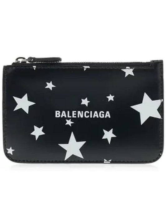 Luxury Balenciaga Trending 2026 Stars And Moon Print Card Wallet Black