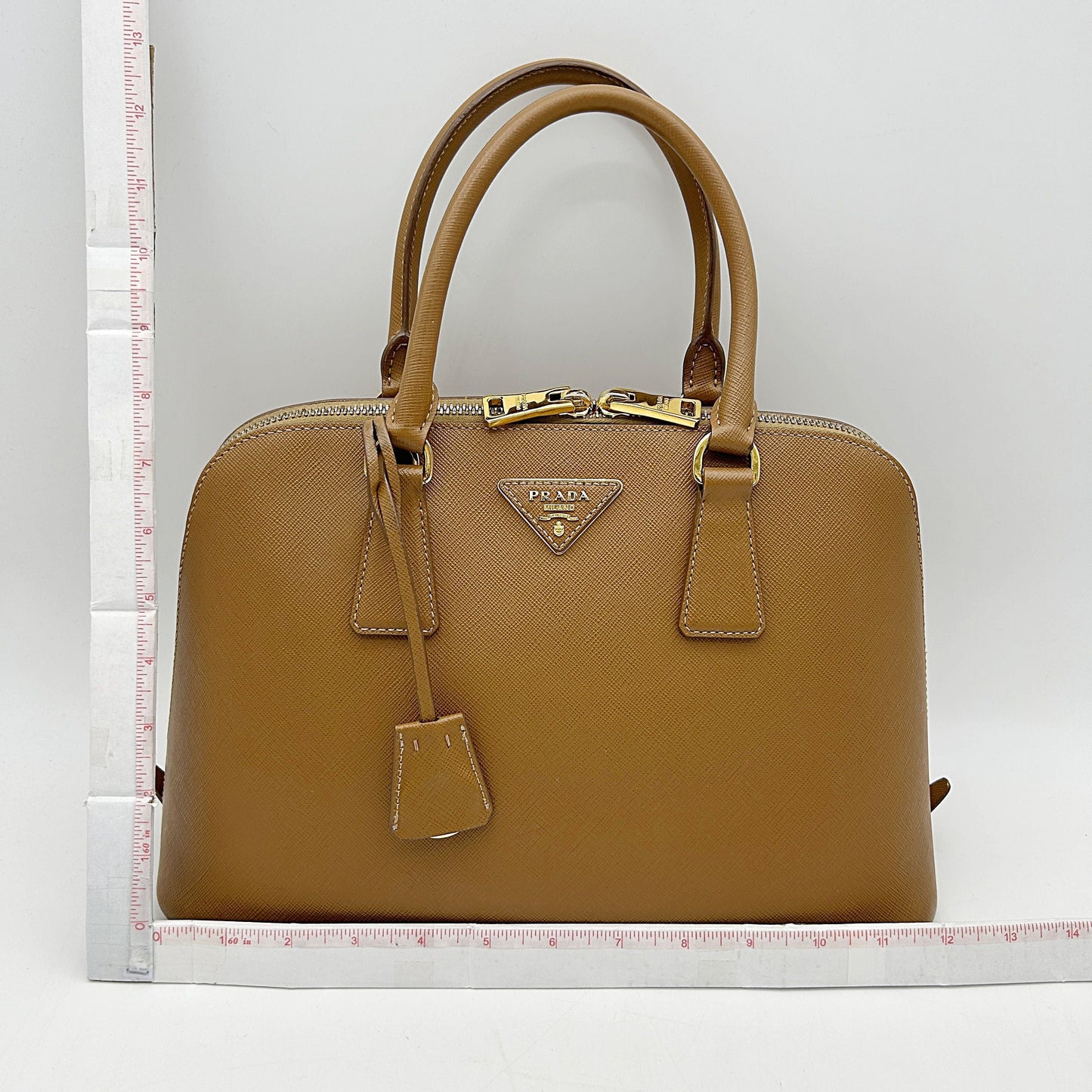 PRADA Saffiano Lux Medium Promenade Tote Caramel  LA11399