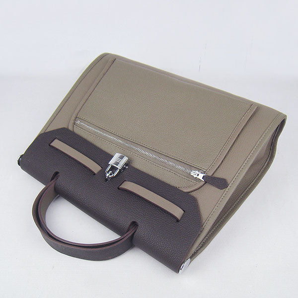 Luxury Hermes Herbag 60667 Ladies Cow Leather Grey