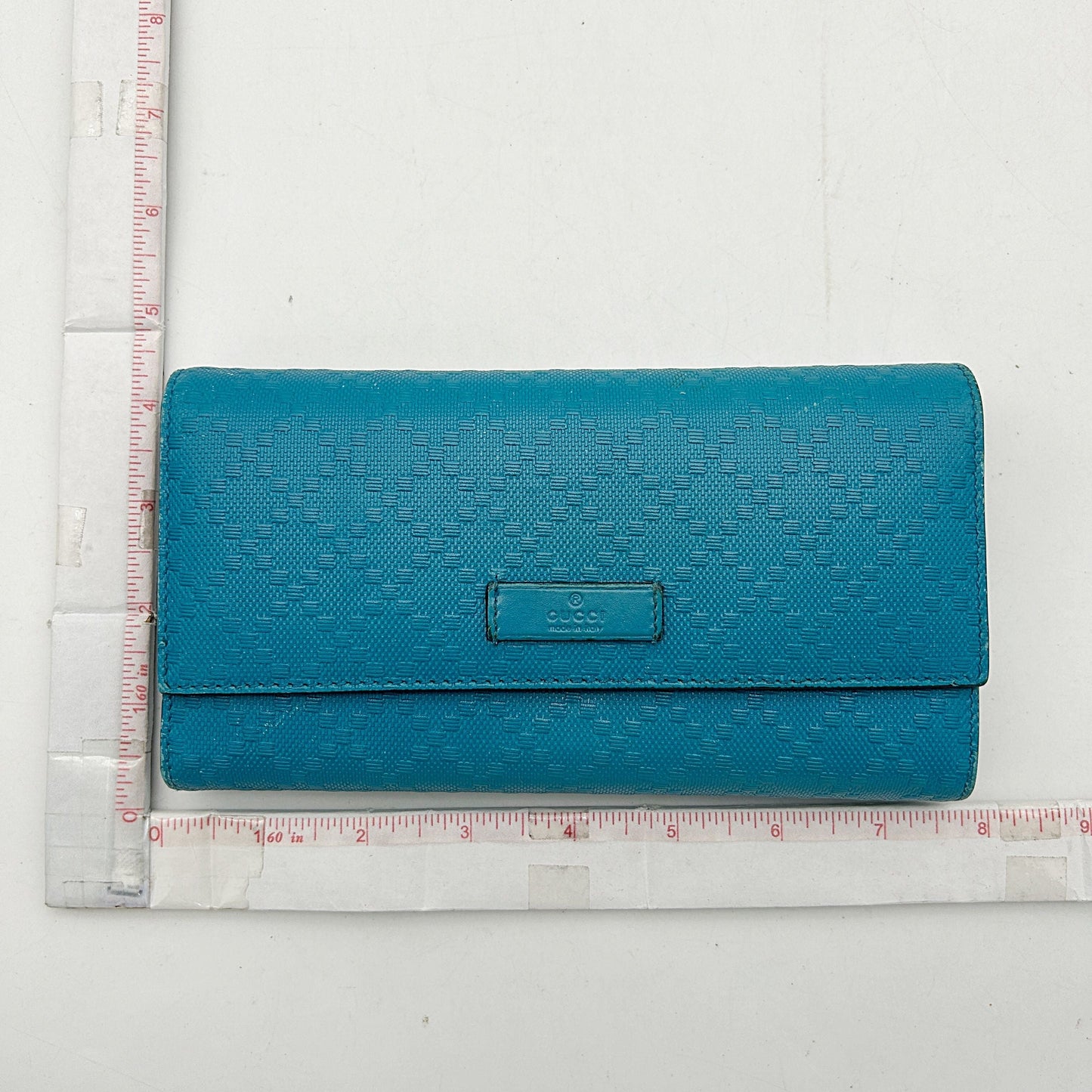 Gucci Blue Turquoise Diamante Leather Flap Continental Wallet gu0109uy