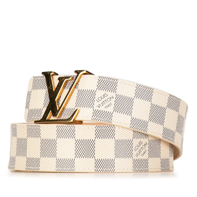 Louis Vuitton Damier Azur Sanctuary Initial 40MM Belt 80/32 M9609 White PVC Leather Mens LOUIS VUITTON