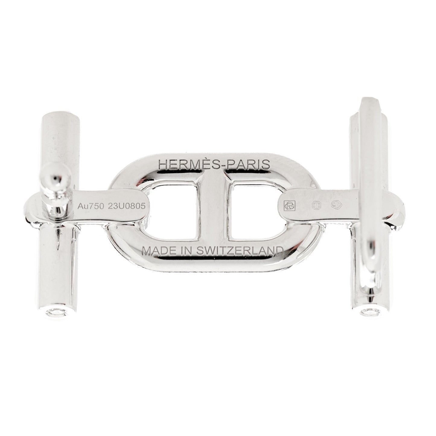 Hermes Swift Epsom 18K White Gold Diamond 13mm Ancre Belt 85 34 Black Gold
