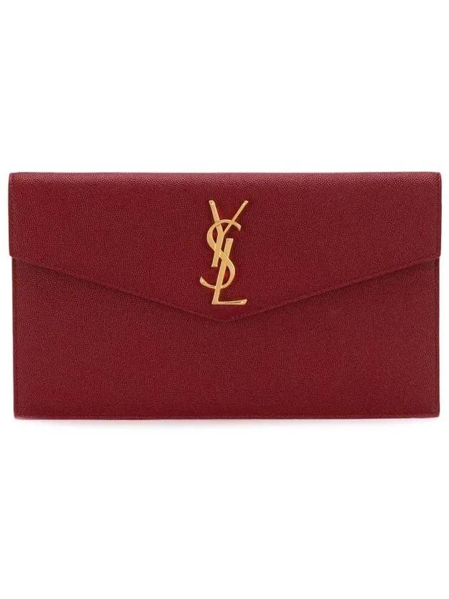 Luxury Saint Laurent Trending 2025 Uptown Grain de Poudre Embossed Leather Clutch Bag Red