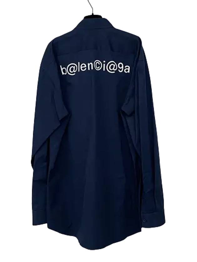 Luxury Balenciaga Trending 2026 Back Logo Long Sleeve Shirt Navy