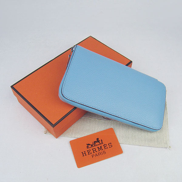 Luxury Hermes Wallet H016 Wallet Cow Leather Blue