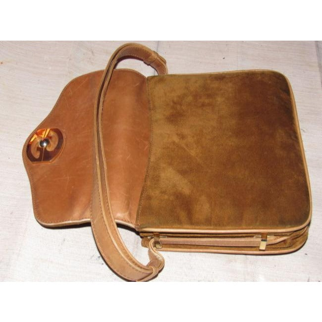 Gucci Vintage Pursesdesigner Purses Camel Suede And Leather Shoulder Bag