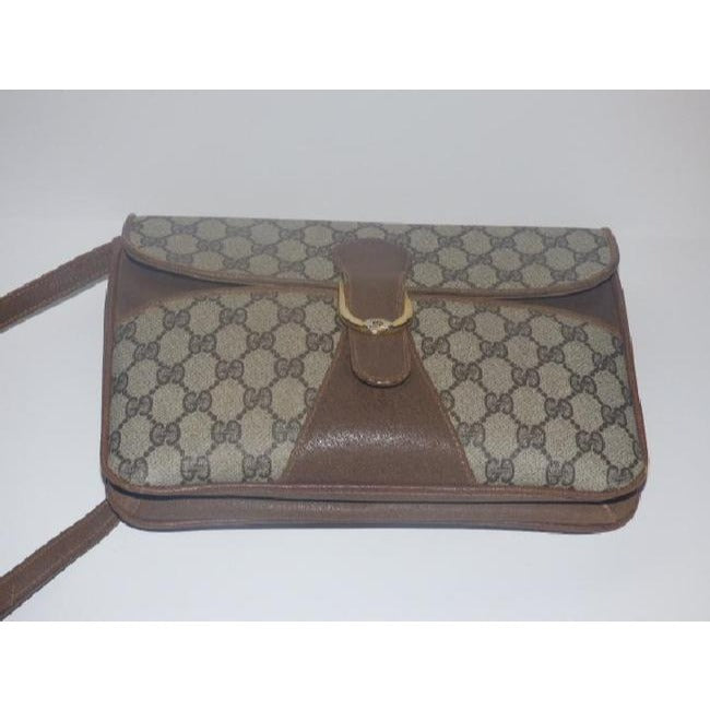 Gucci Vintage Pursesdesigner Purses Brown Large G Logo Print Coated Canvas And Brown Leather Shoulde