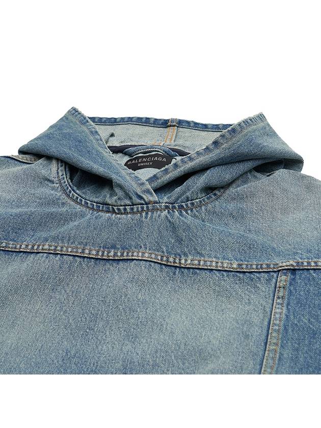 Luxury Balenciaga Trending 2026 Washed Effect Denim Hoodie Blue