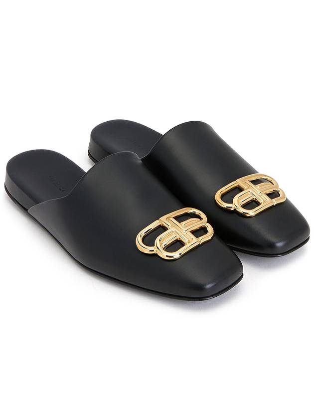 Luxury Balenciaga Trending 2026 BB Logo Leather Mule Black