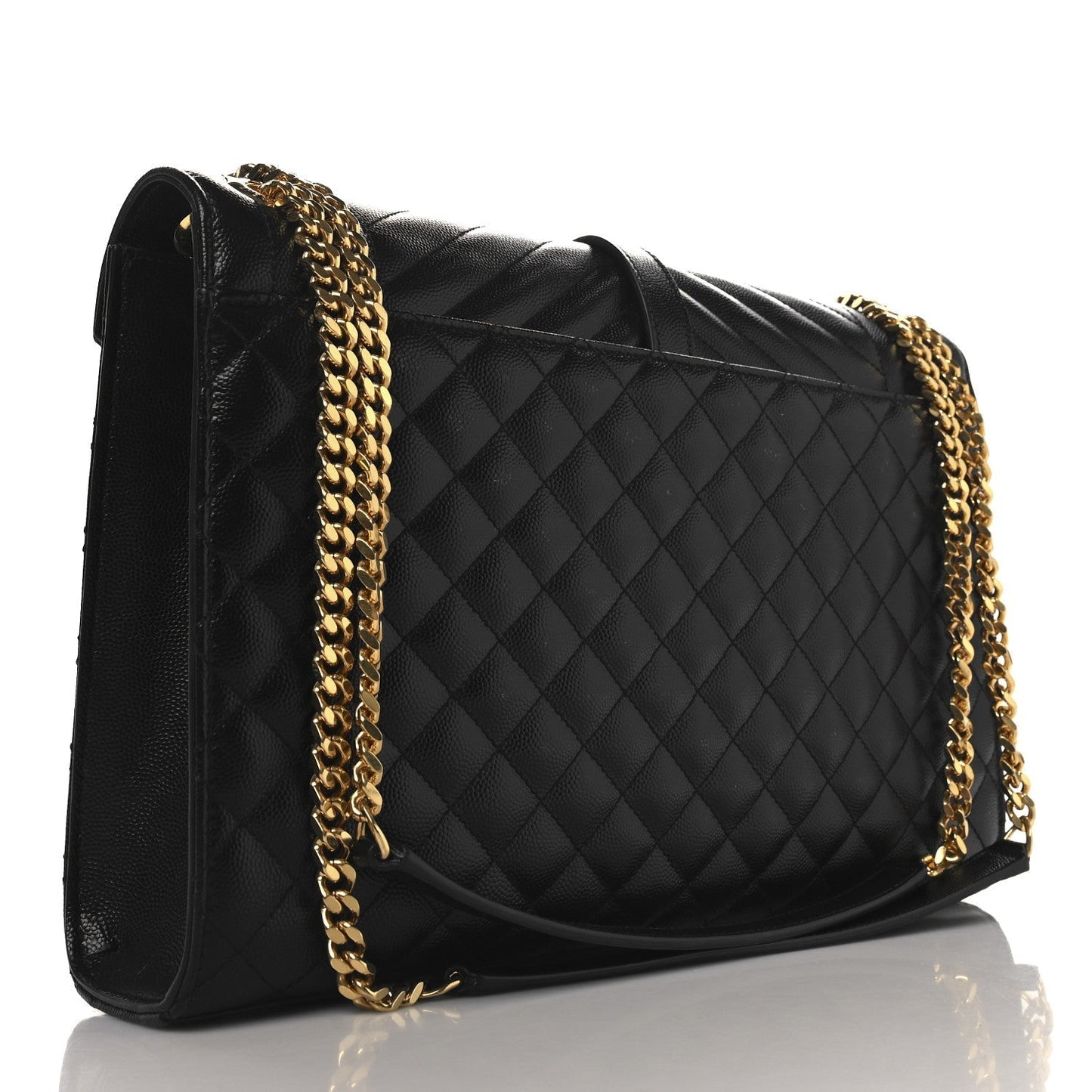 Saint Laurent Grain De Poudre Textured Mixed Matelasse Large Triquilt Monogram Satchel Black