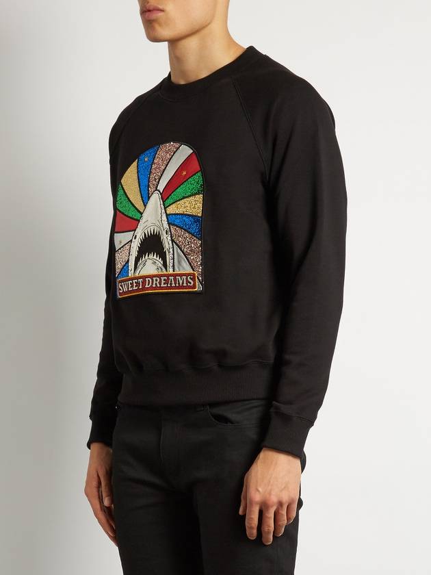Luxury Saint Laurent Trending 2025 Shark Patch Cotton Sweatshirt Black
