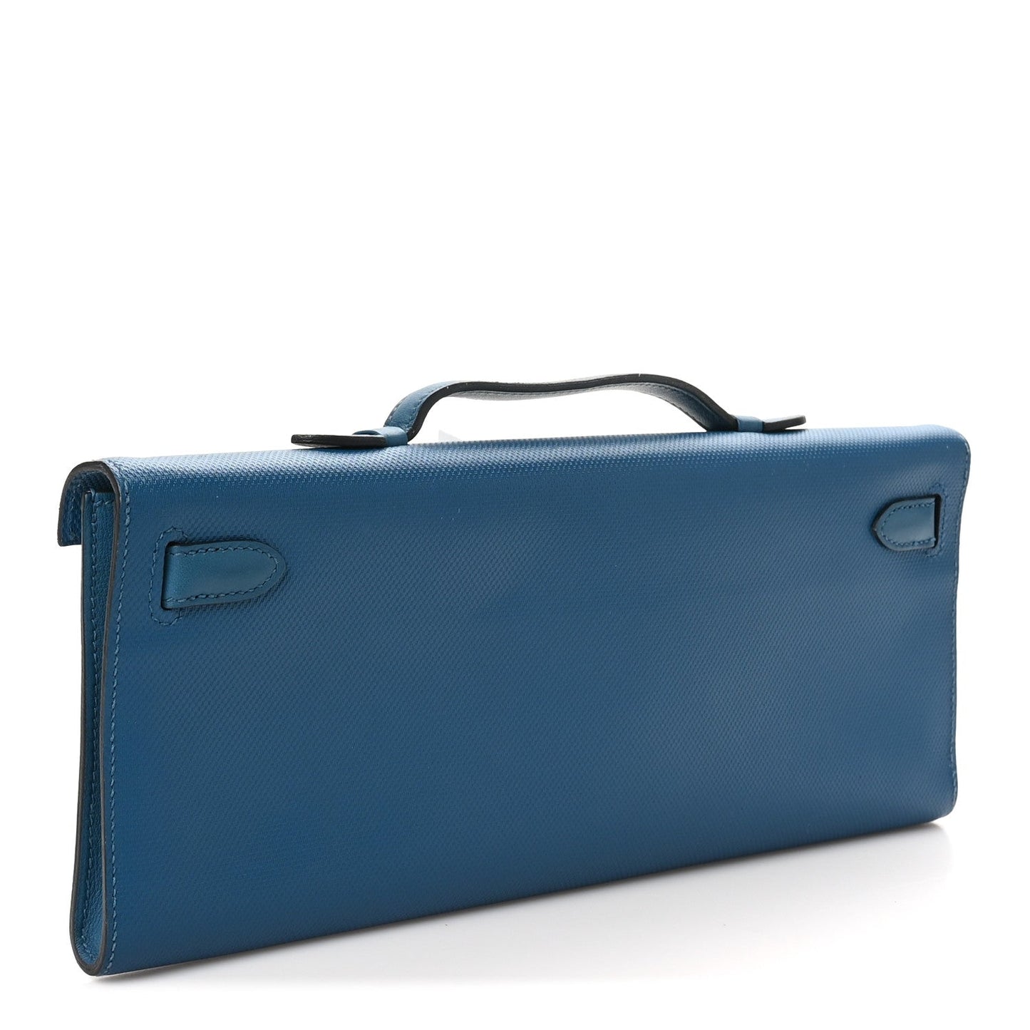 Hermes Grain d'H Kelly Cut Clutch Pochette Bleu De Galice