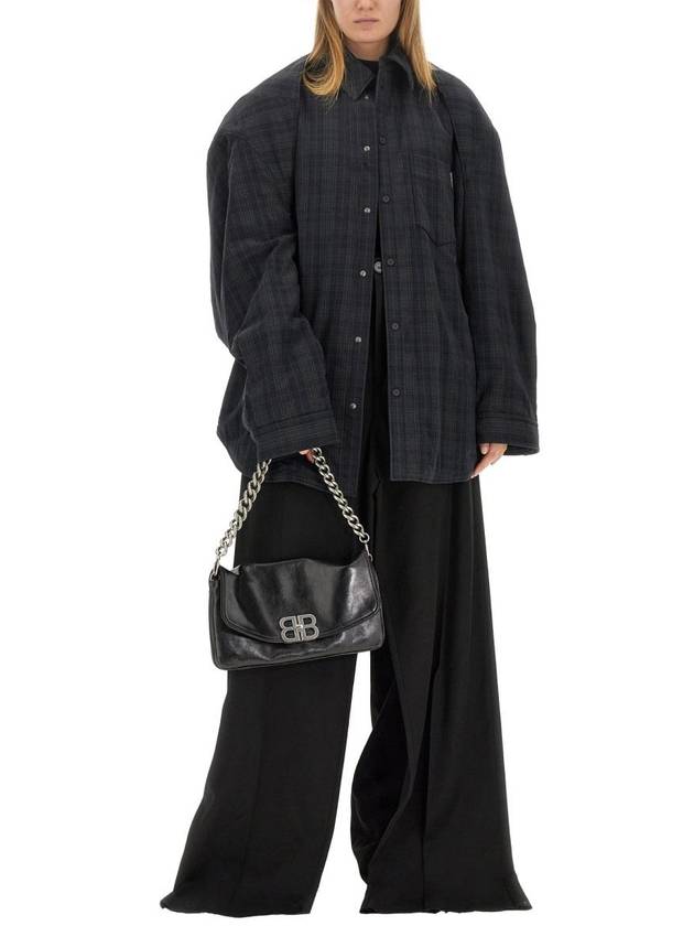 Luxury Balenciaga Trending 2026 Checked Pattern Long Sleeve Shirt Grey