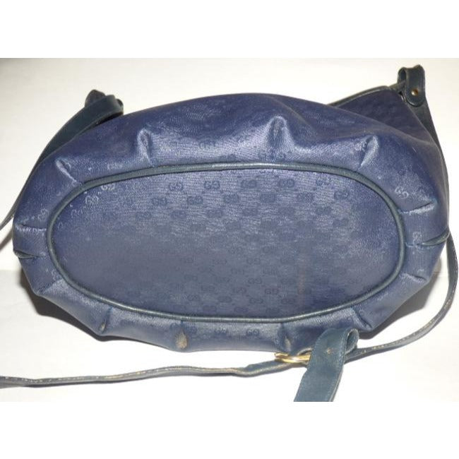 Gucci Vintage Pursesdesigner Purses Blue Small G Logo Coated Canvas And Leather Satchel