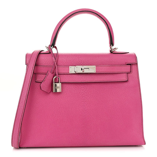 Hermes Chevre De Coromandel Kelly Sellier 28 Fuchsia