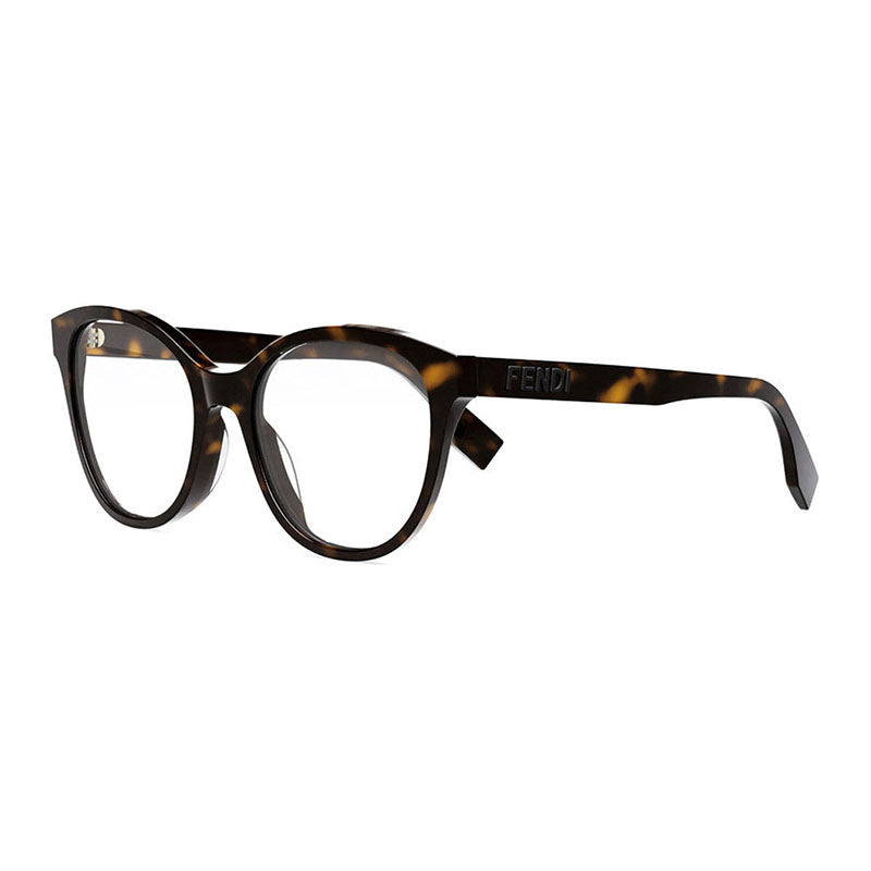Fendi Eyeglasses Cat Eye Full Rim, Shiny Black Frame and Clear Demo Lenses Lens FE50024I001