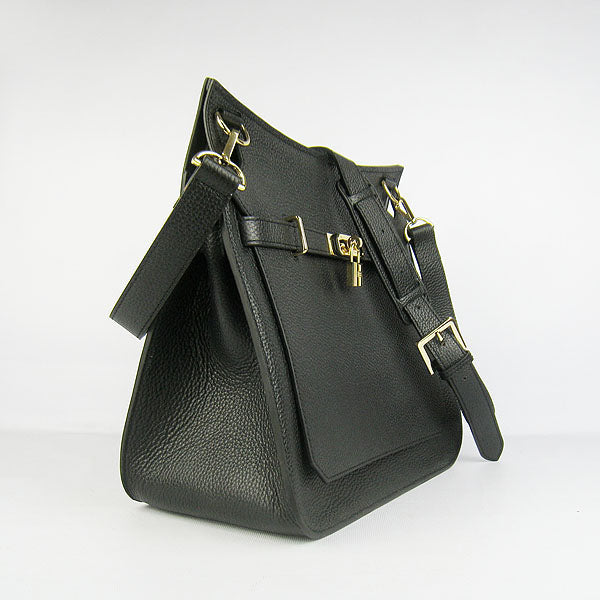 Luxury Hermes Leather Shoulder bag H6508 black golden