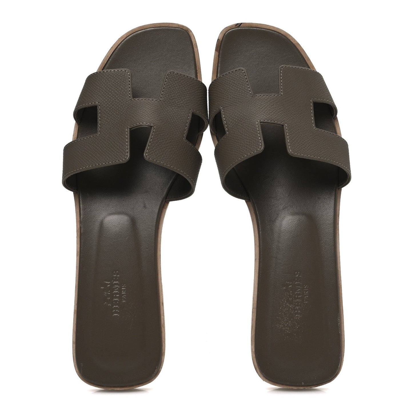 Hermes Epsom Oran Sandals 39 Etoupe