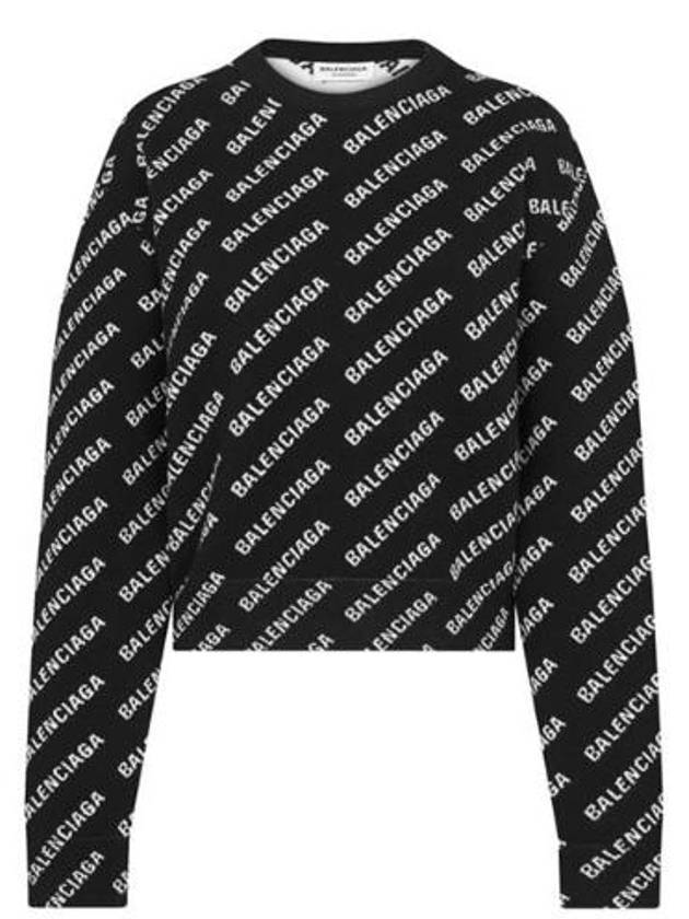 Luxury Balenciaga Trending 2026 All-Over Mini Logo Wool Knit Top Black