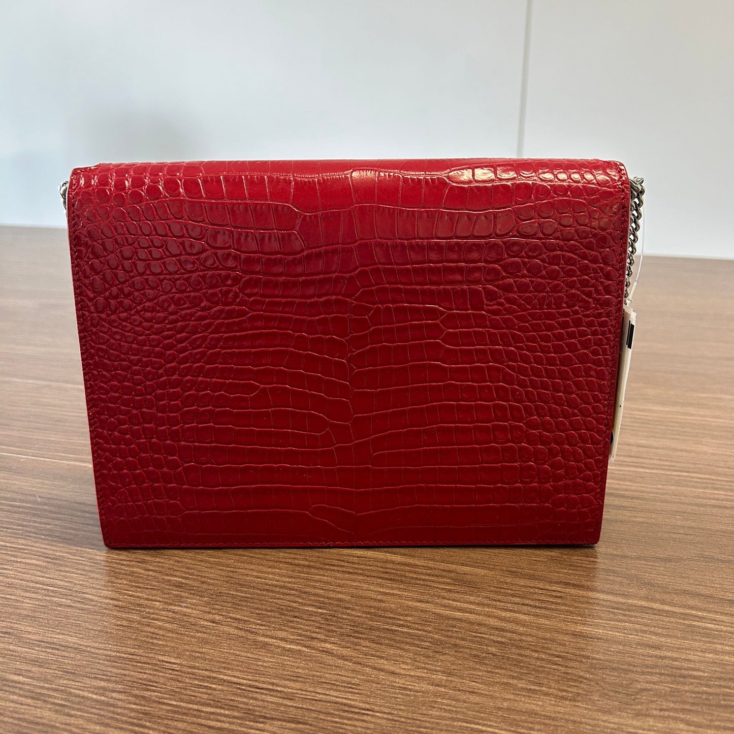 SAINT LAURENT Calfskin Crocodile Embossed Monogram LB121411