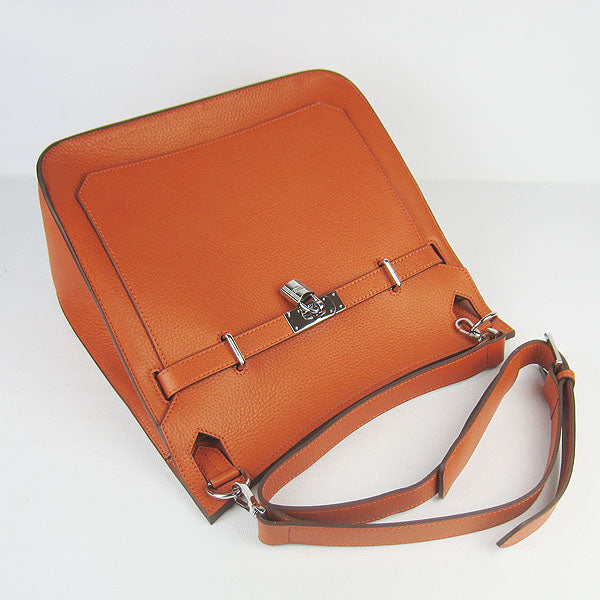 Luxury Hermes Leather Shoulder bag H6508 orange silver