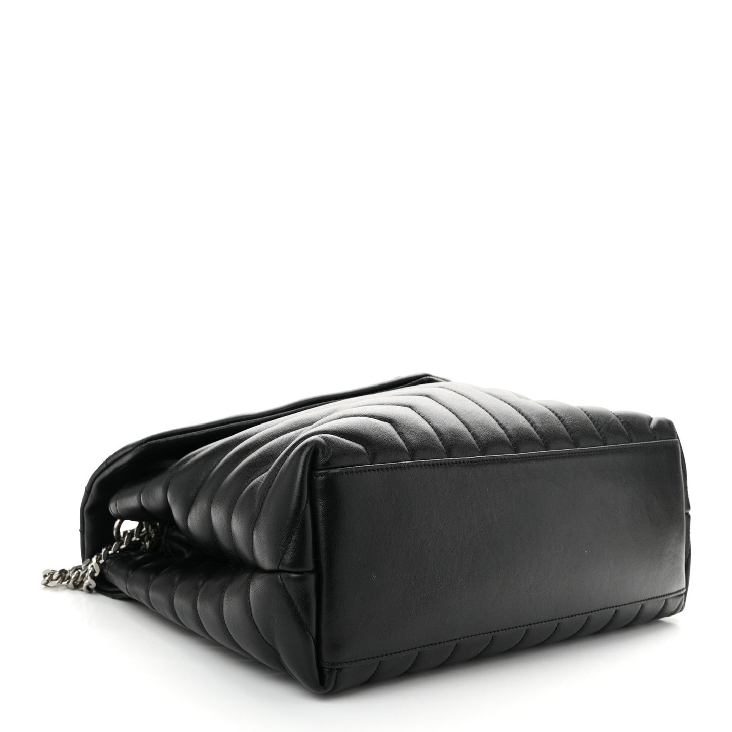 Saint Laurent Calfskin Y Quilted Monogram Medium Loulou Chain Satchel Black